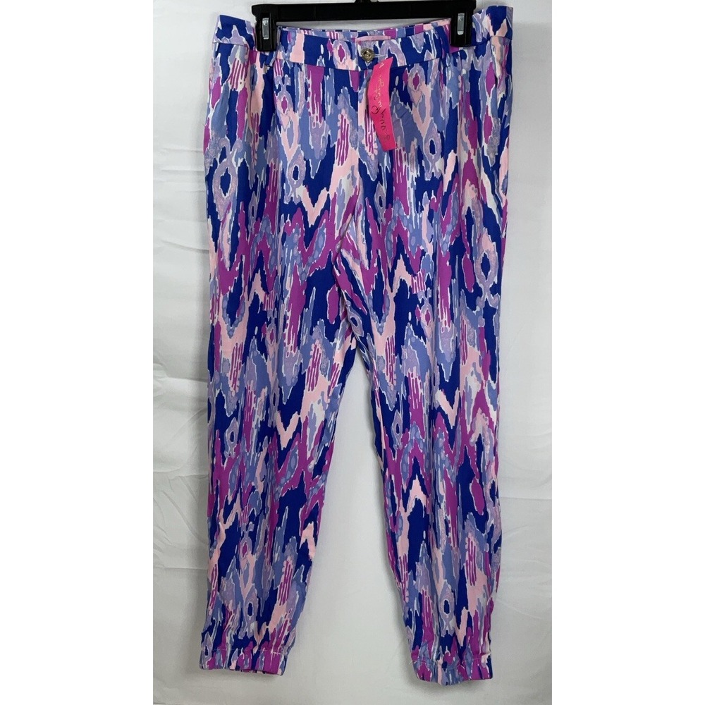 NWT Women's Lilly Pulitzer Saffron Amethyst One Too‎ Many Jogger Pants Size 4